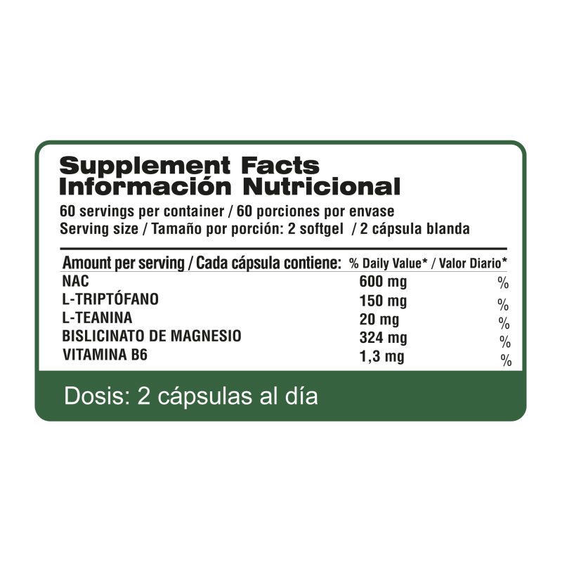 NAC + L-TRIPTÓFANO + MAGNESIO