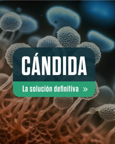 Hongos de fondo con un titulo sobre la cándida